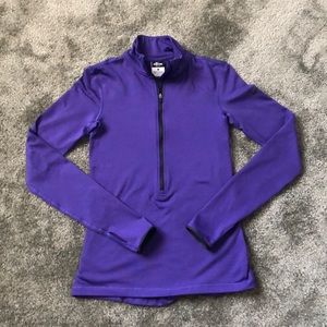 purple nike pro long sleeve zip up w/ thumb holes
